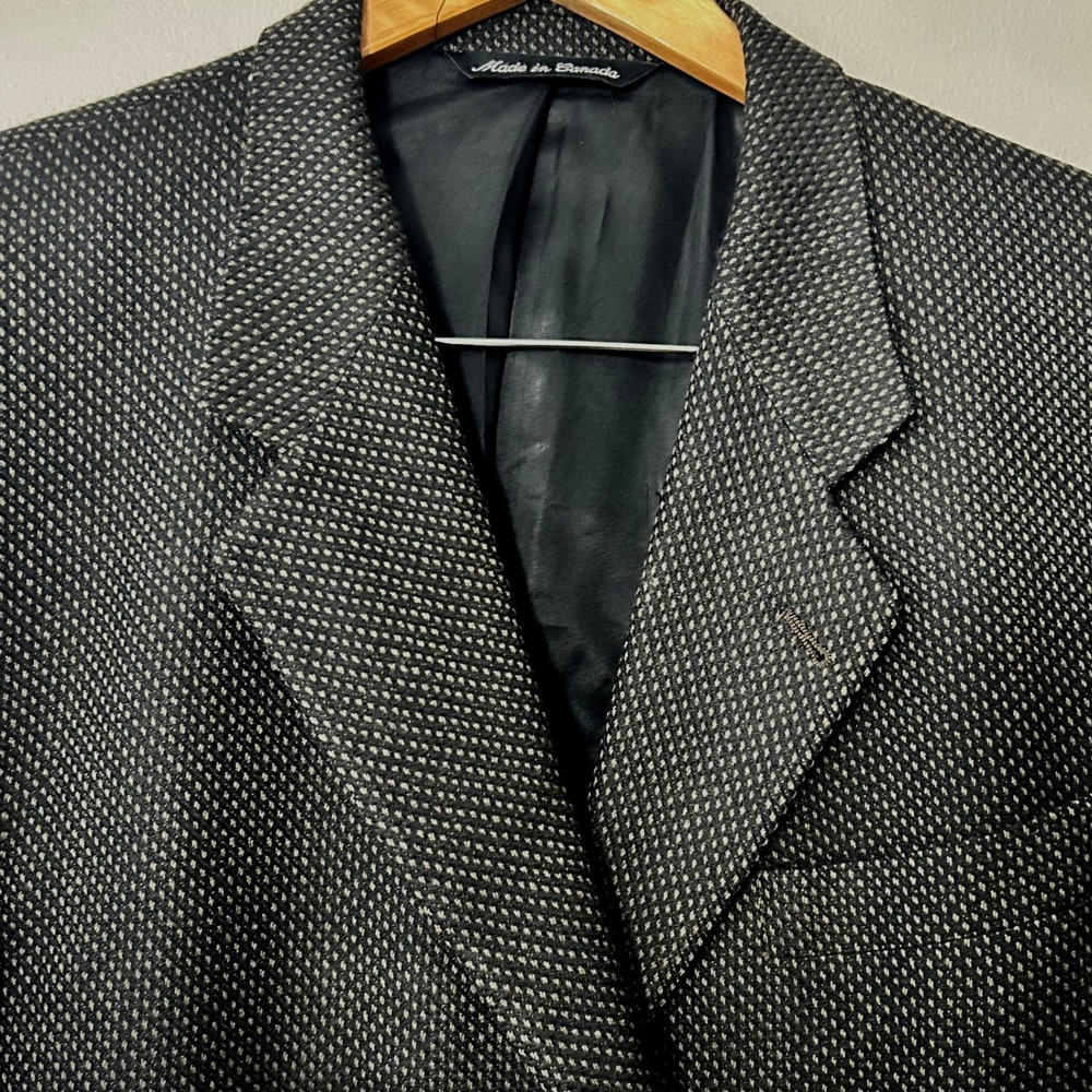 Jack Victor Sport Coat Mens 44 Black Tan Pure Virgin Wool 3 Button Blazer Canada